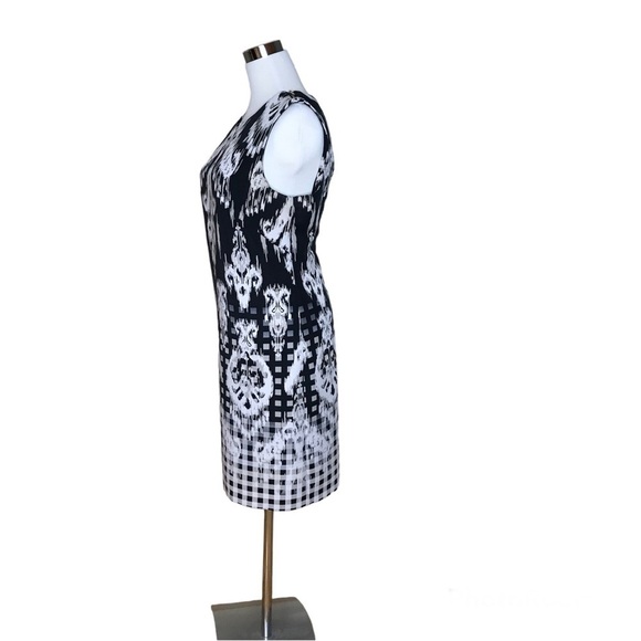 AB‎ Studio Size 14 Sheath Sleeveless Dress Work Career Black White Career Flaw - Picture 2 of 10